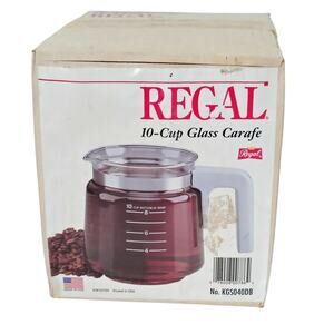 Vintage Regal 10 Cup Glass Coffee Pot Carafe Gray Handle Replacement NOS Retro